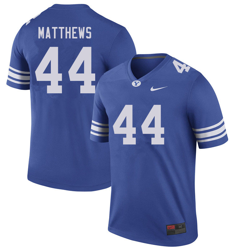 Men #44 Bret Matthews BYU Cougars College Football Jerseys Sale-Royal - Click Image to Close